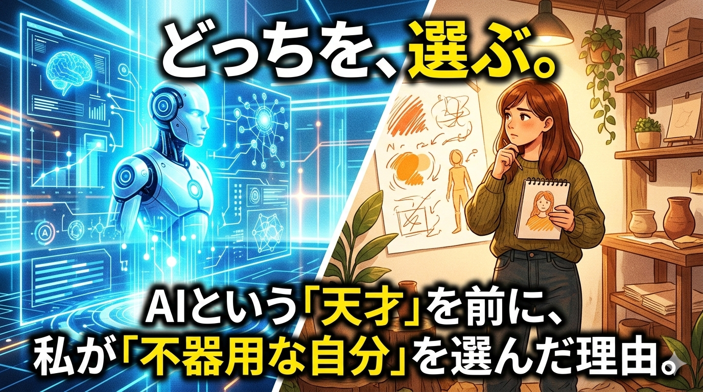 「どっちを、選ぶ。」というキャッチコピーが書かれた、たげたぽこ（tagetapoco）のブランドイメージ画像。