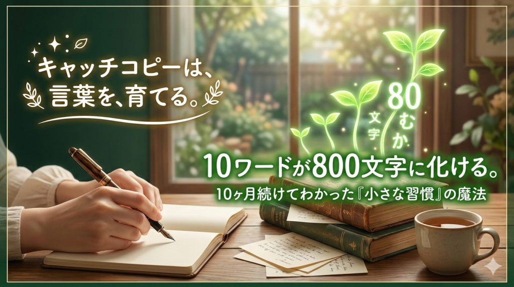 「言葉を、育てる。」というキャッチコピーが書かれた、たげたぽこ（tagetapoco）のブランドイメージ画像。