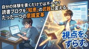 「視点を、ずらす。」というキャッチコピーが書かれた、たげたぽこ（tagetapoco）のブランドイメージ画像。