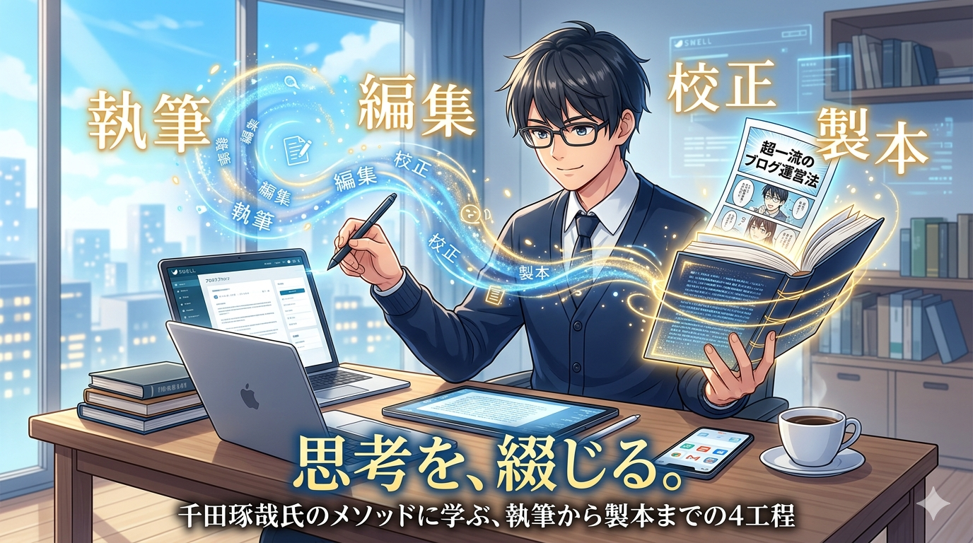 「思考を、綴じる。」というキャッチコピーが書かれた、たげたぽこ(tagetapoco)のブランドイメージ画像。
