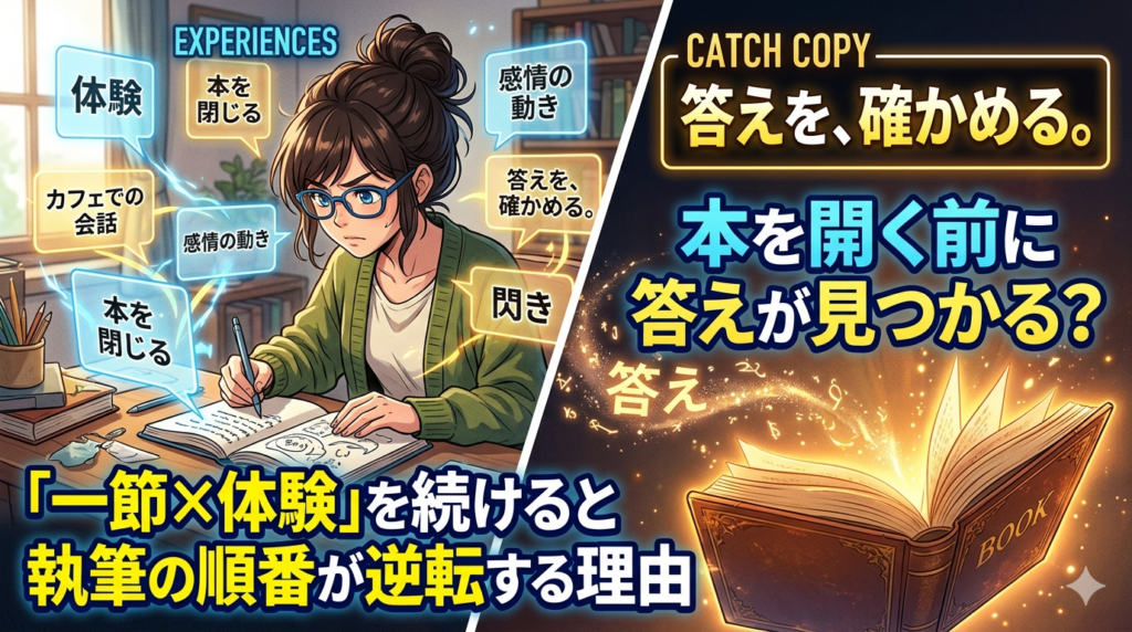 「 答えを、確かめる。」 というキャッチコピーが書かれた、たげたぽこ（tagetapoco）のブランドイメージ画像。