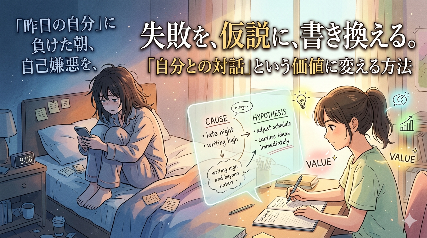 「 失敗を、仮説に、書き換える。 」 というキャッチコピーが書かれた、たげたぽこ（tagetapoco）のブランドイメージ画像。
