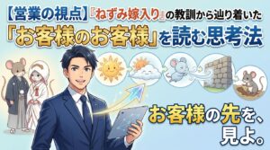 「 お客様の先を、見よ。 」 というキャッチコピーが書かれた、たげたぽこ（tagetapoco）のブランドイメージ画像。
